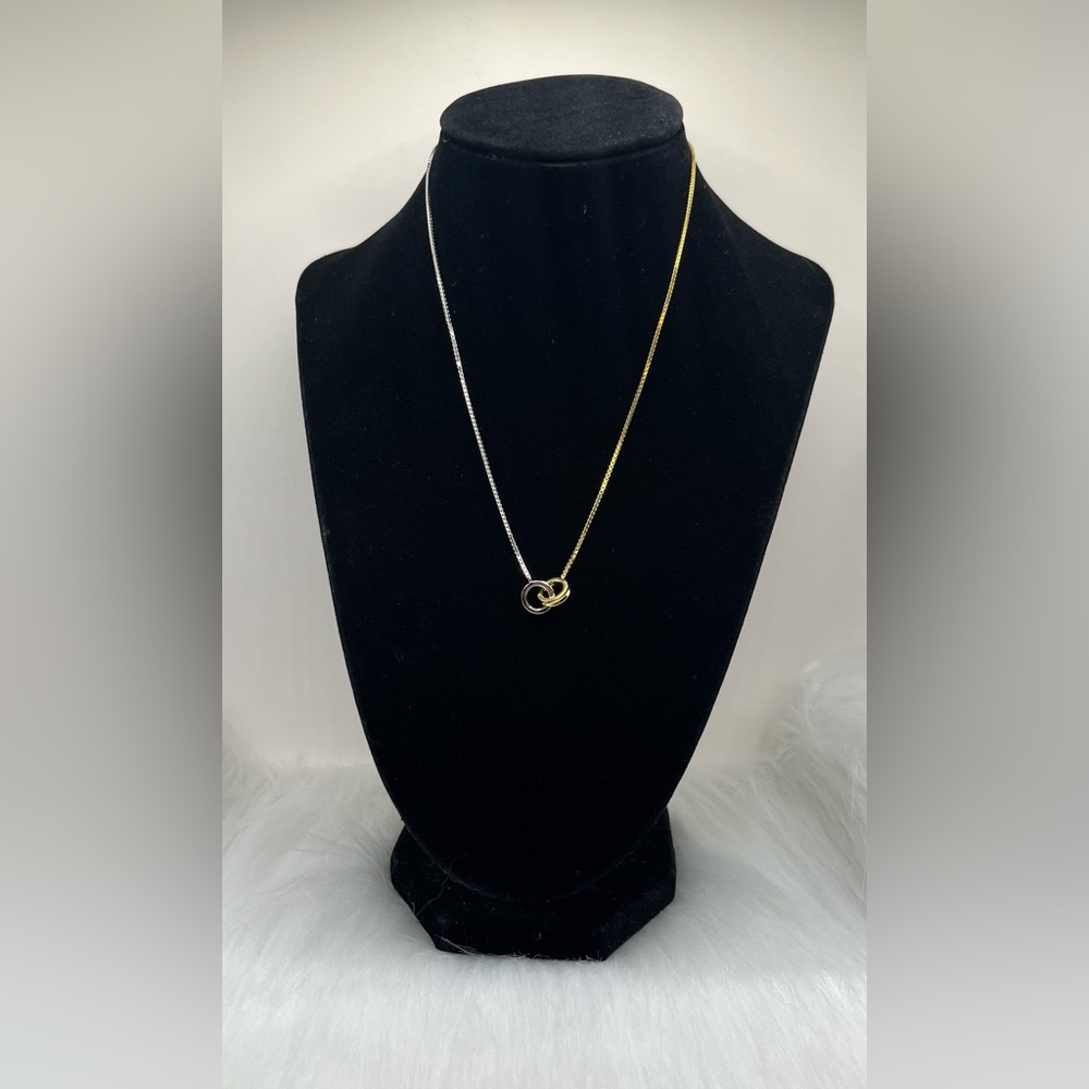 925 Two Tone Silver and Yellow Gold Interlocking Necklace